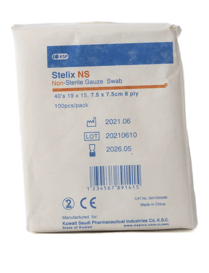 Ksp Stelix Non Sterile Gauze Swab  7.5X7.5 Cm 100 Pieces