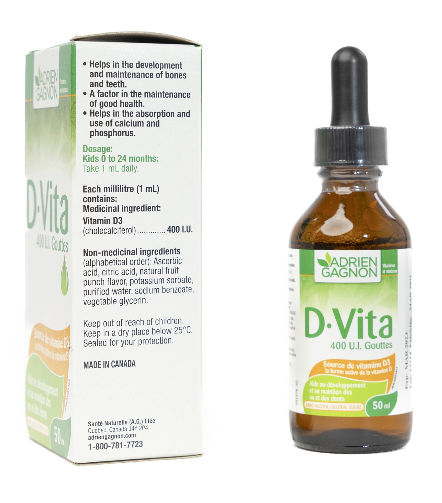 Adrien Gagnon D.Vita[Vitamin-D3] 400IU Drops 50Ml
