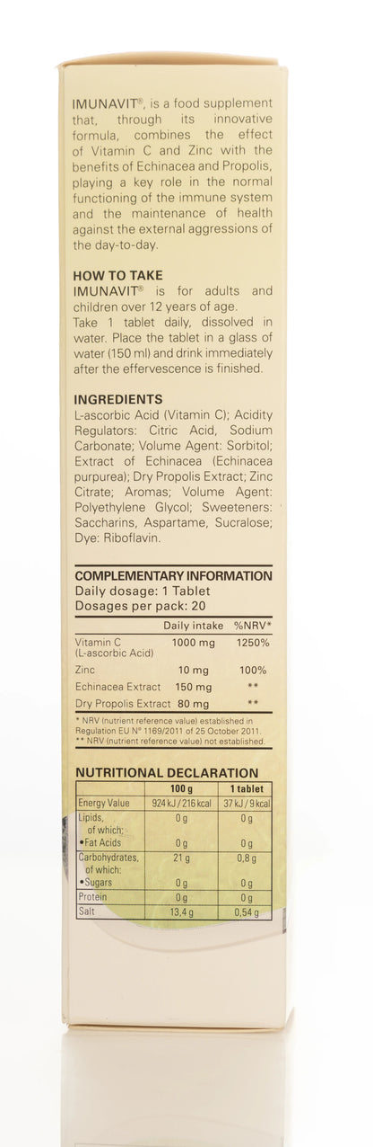Imunavit Vitamin C+Zinc+Echinacea+Propolis 20 Effervscent Tablet