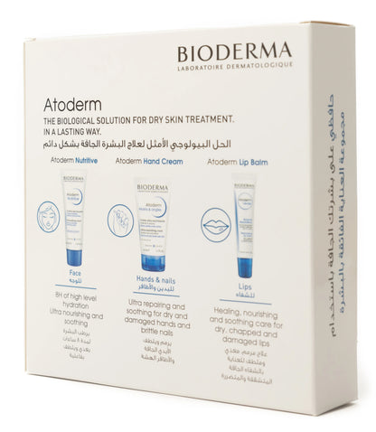 Bioderma Atoderm Dry Skin Care Kit (Face, Hands & Nails, and Lips)  Offer Kit