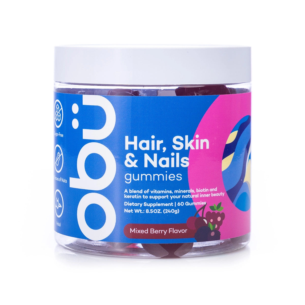 OBU Hair Skin and Nails 60 Gummies
