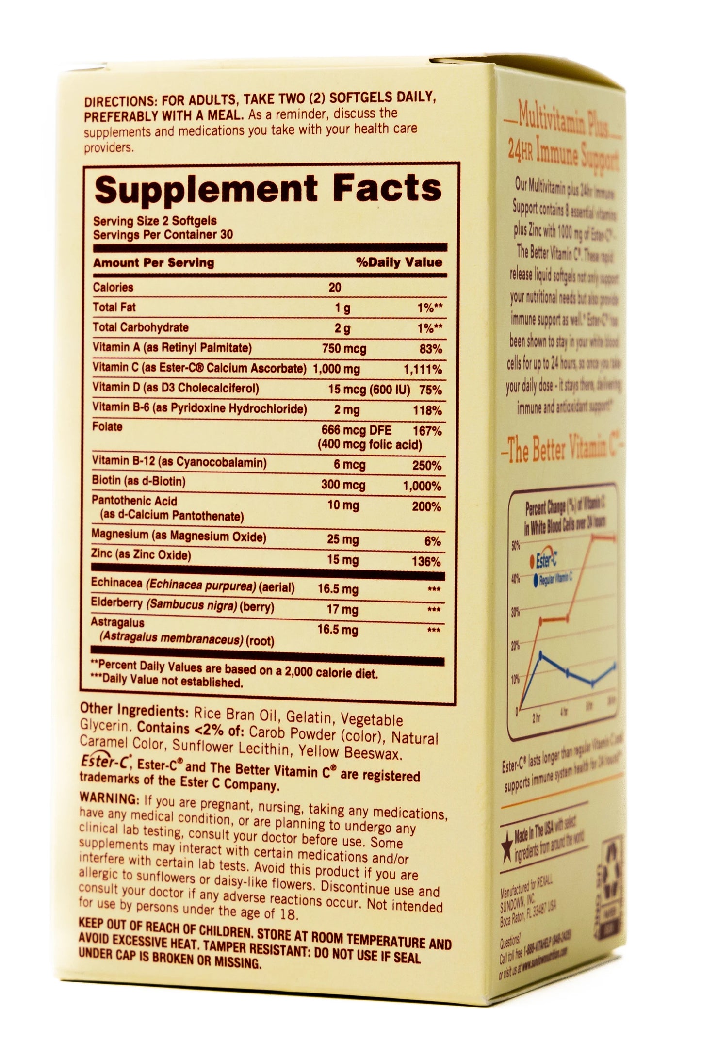 Sundown multivitamin Plus 24hr Immune Support 60 Softgels