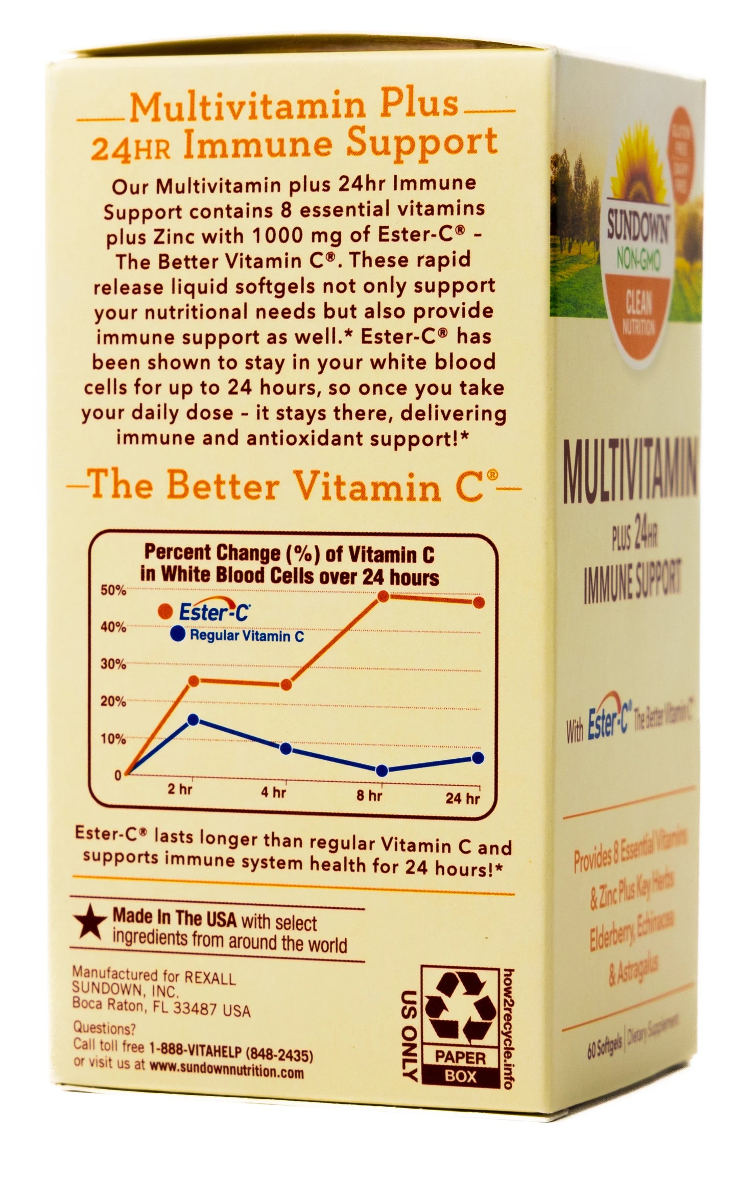 Sundown multivitamin Plus 24hr Immune Support 60 Softgels