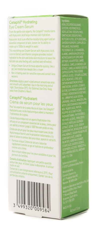 Cetaphil Hydrating Eye Cream Serum with Hyaluronic Acid 14 Ml