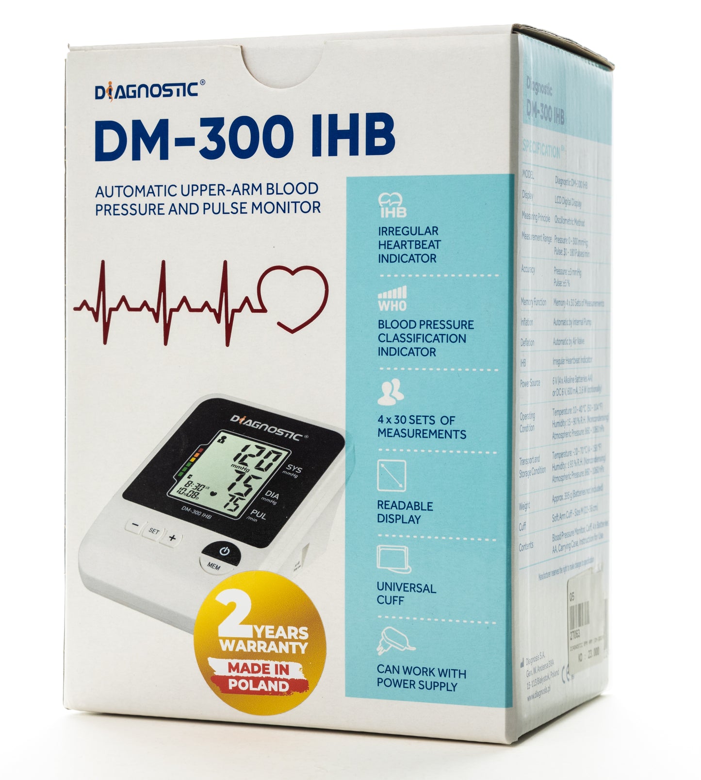 Diagnostic Upper-Arm Blood Pressure Monitor [Dm-300Ihb]