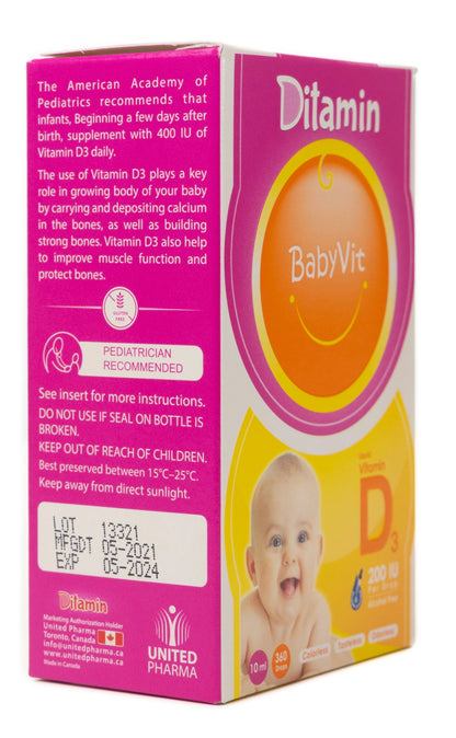 Ditamin Babyvit Vitamin D3 200 IU Drops 10Ml