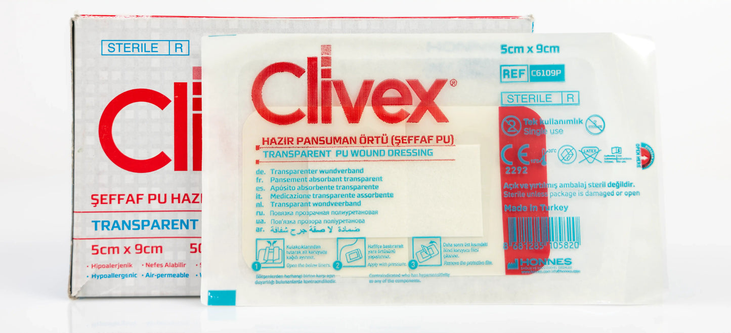 Clivex Transparent Wound Dressing 5X9 Cm 50 Pieces