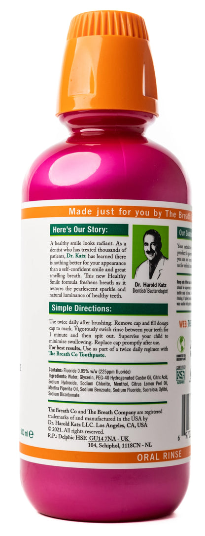 The Breath Co Healthy Smile Sparkle Mint Mouthwash 500 ml-Pink