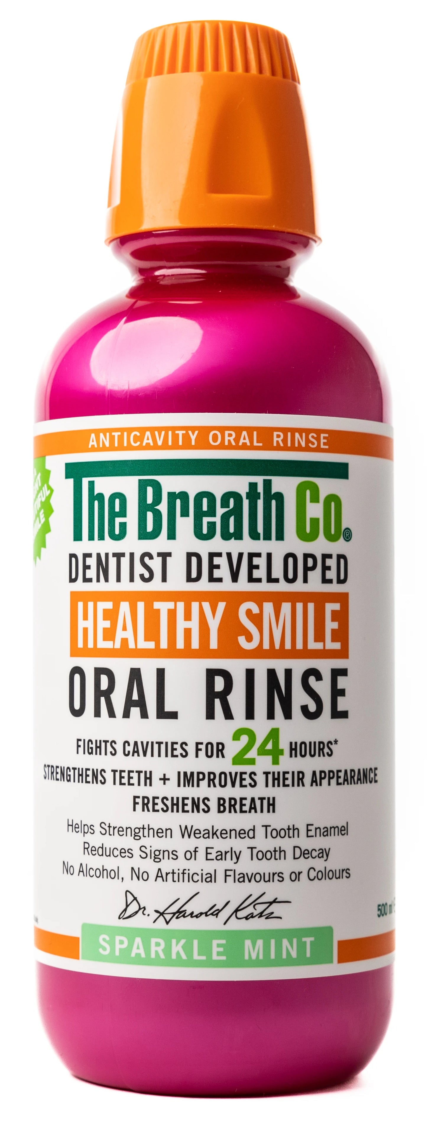 The Breath Co Healthy Smile Sparkle Mint Mouthwash 500 ml-Pink