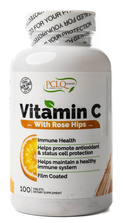 PCLQ Vitamin C 1000 mg with Rose Hips 100 Tablets