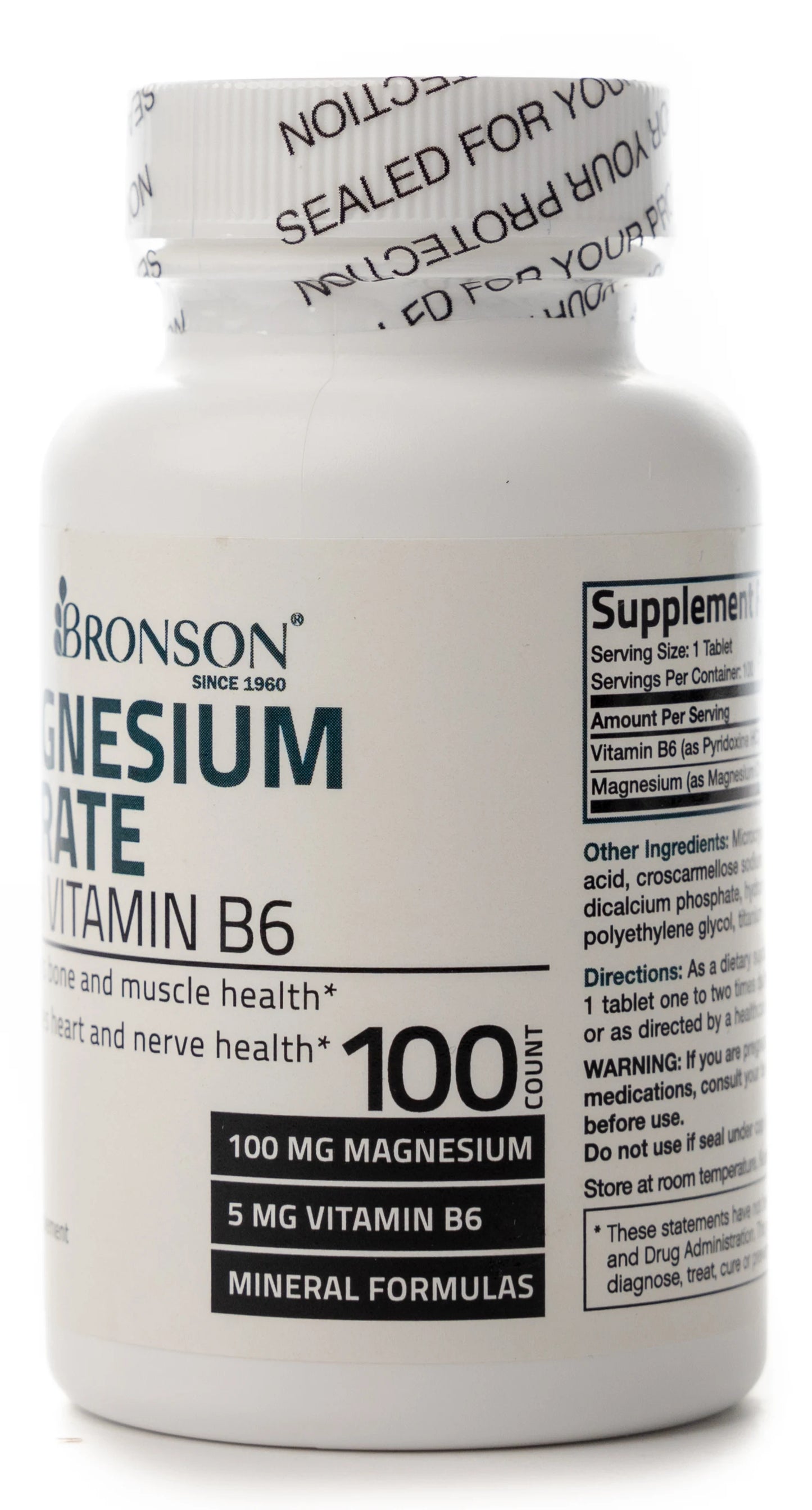 Bronson Magnesium + Vitamin B6 100 Tablets