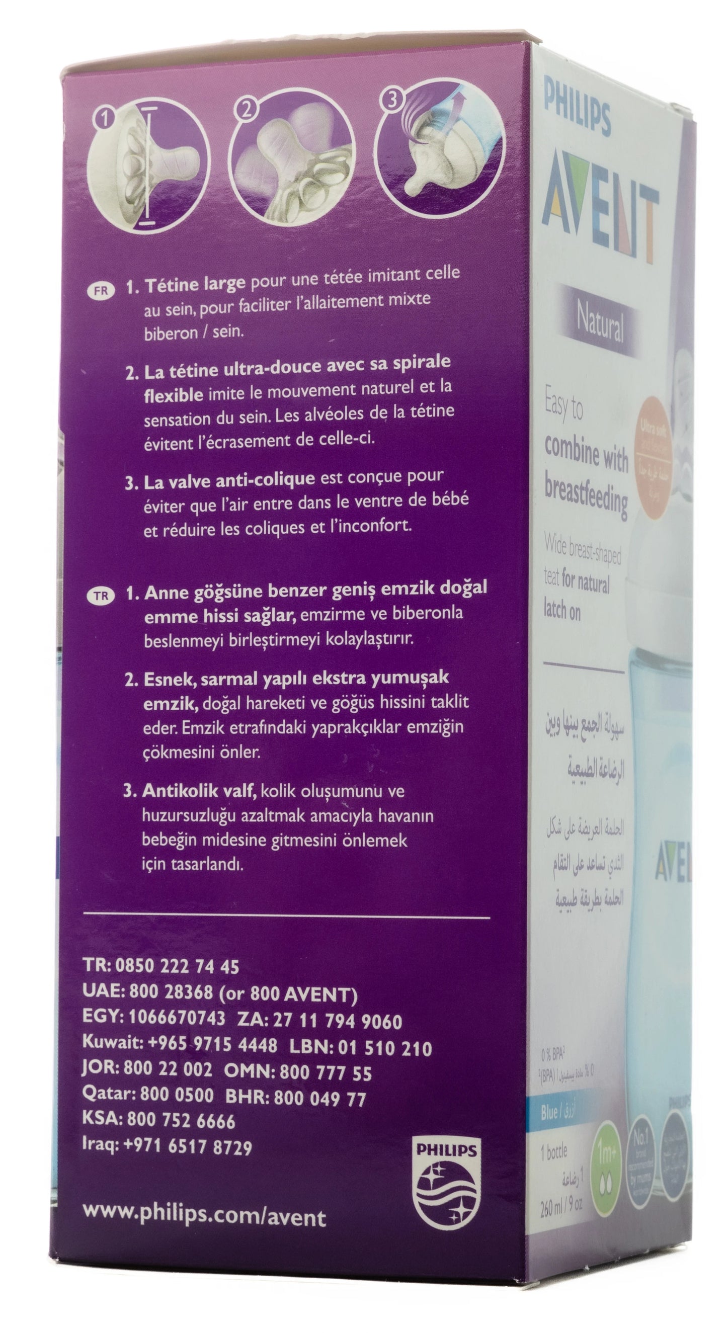 Avent [038] Natural Response Bottle [Blue] 1M+ 260 ML