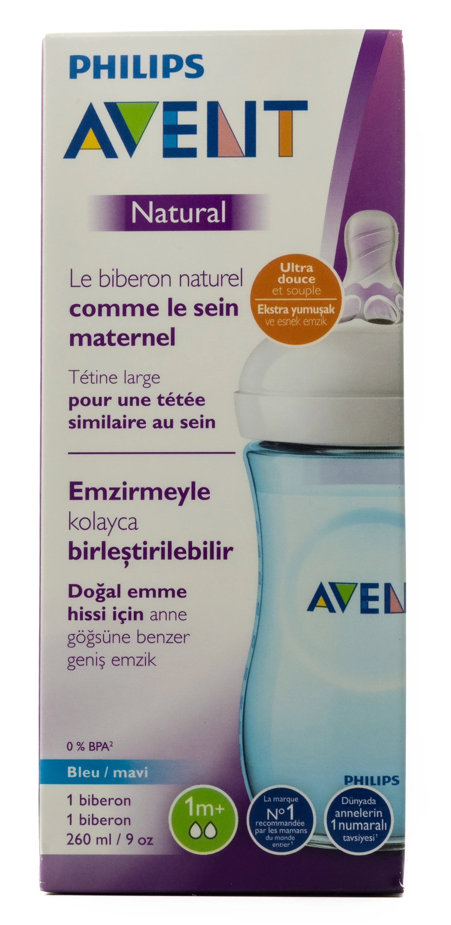 Avent [038] Natural Response Bottle [Blue] 1M+ 260 ML
