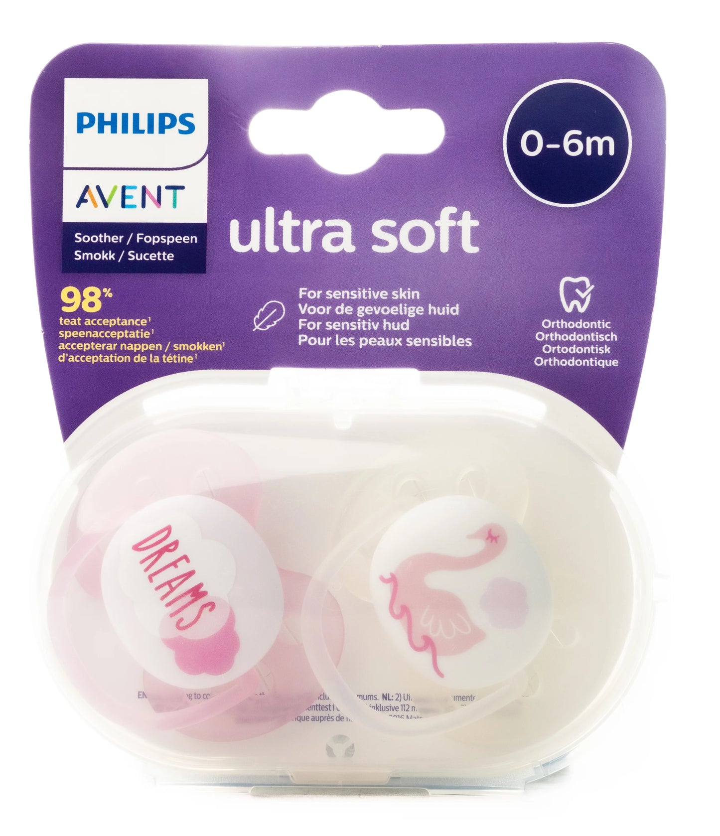 Avent [460] Ultra Soft Soother [Pink] 0-6 M 2 Pieces