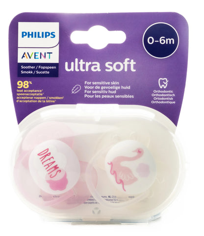Avent [460] Ultra Soft Soother [Pink] 0-6 M 2 Pieces