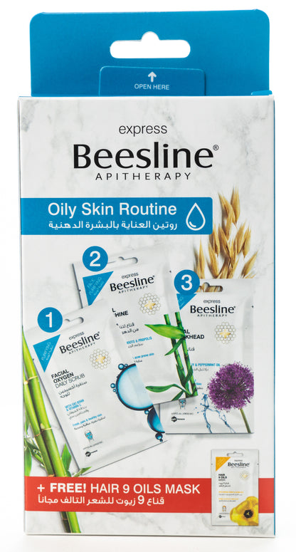 Beesline Oily Skin Routine Mask + Hair 9 Oils Mask 3+1 Offer Pack
