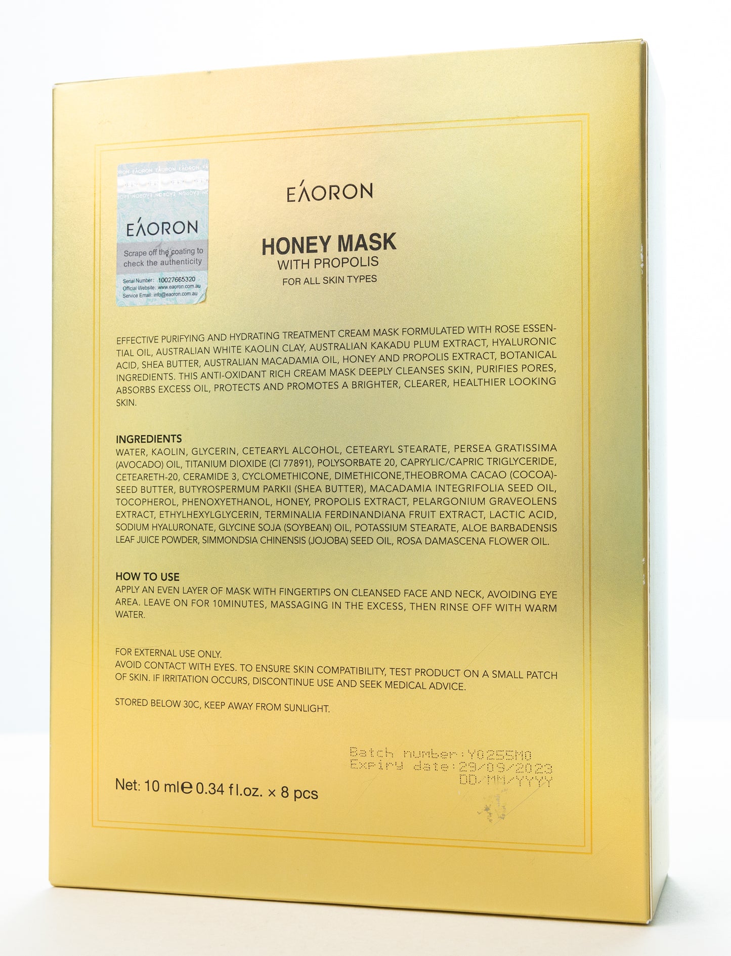 EÁORON Honey Mask With Propolis 8X10 Ml