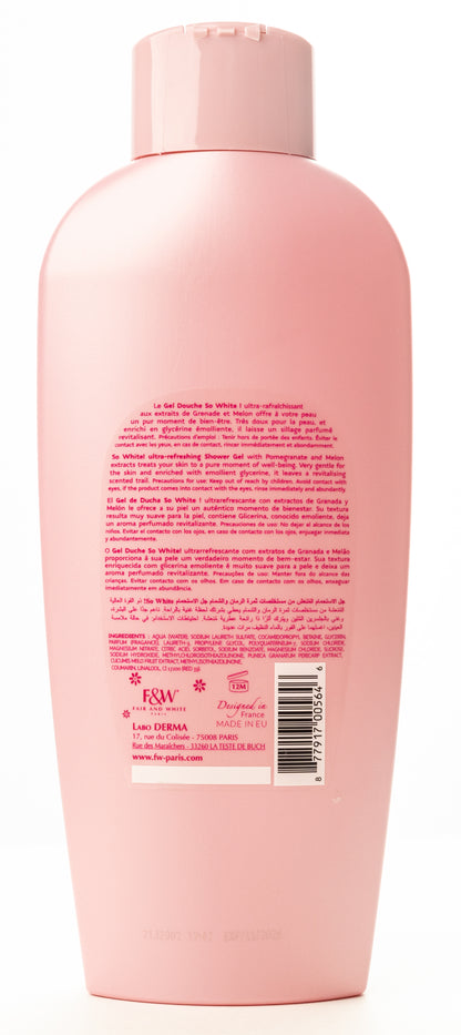 Fair And White So White Brightening Shower Gel with Pomegranate and Melon Extracts 1000 Ml
