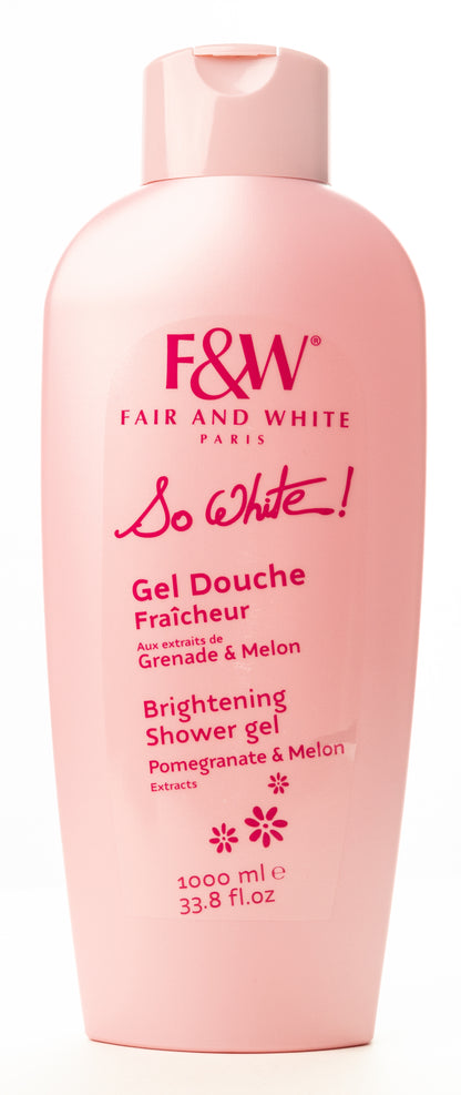 Fair And White So White Brightening Shower Gel with Pomegranate and Melon Extracts 1000 Ml