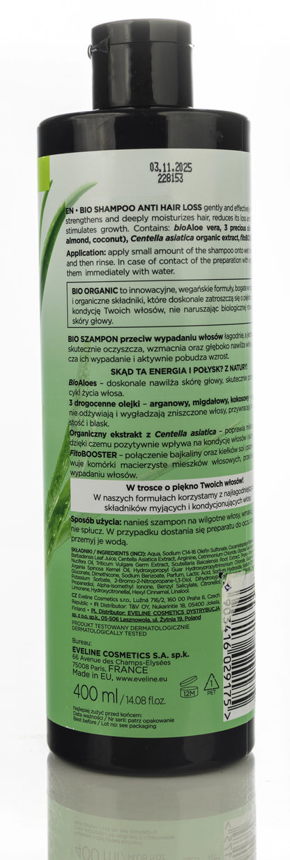 Eveline Bio Organic Aloe + 3 Precious Oils Anti Hair Loss Shampoo 400 Ml