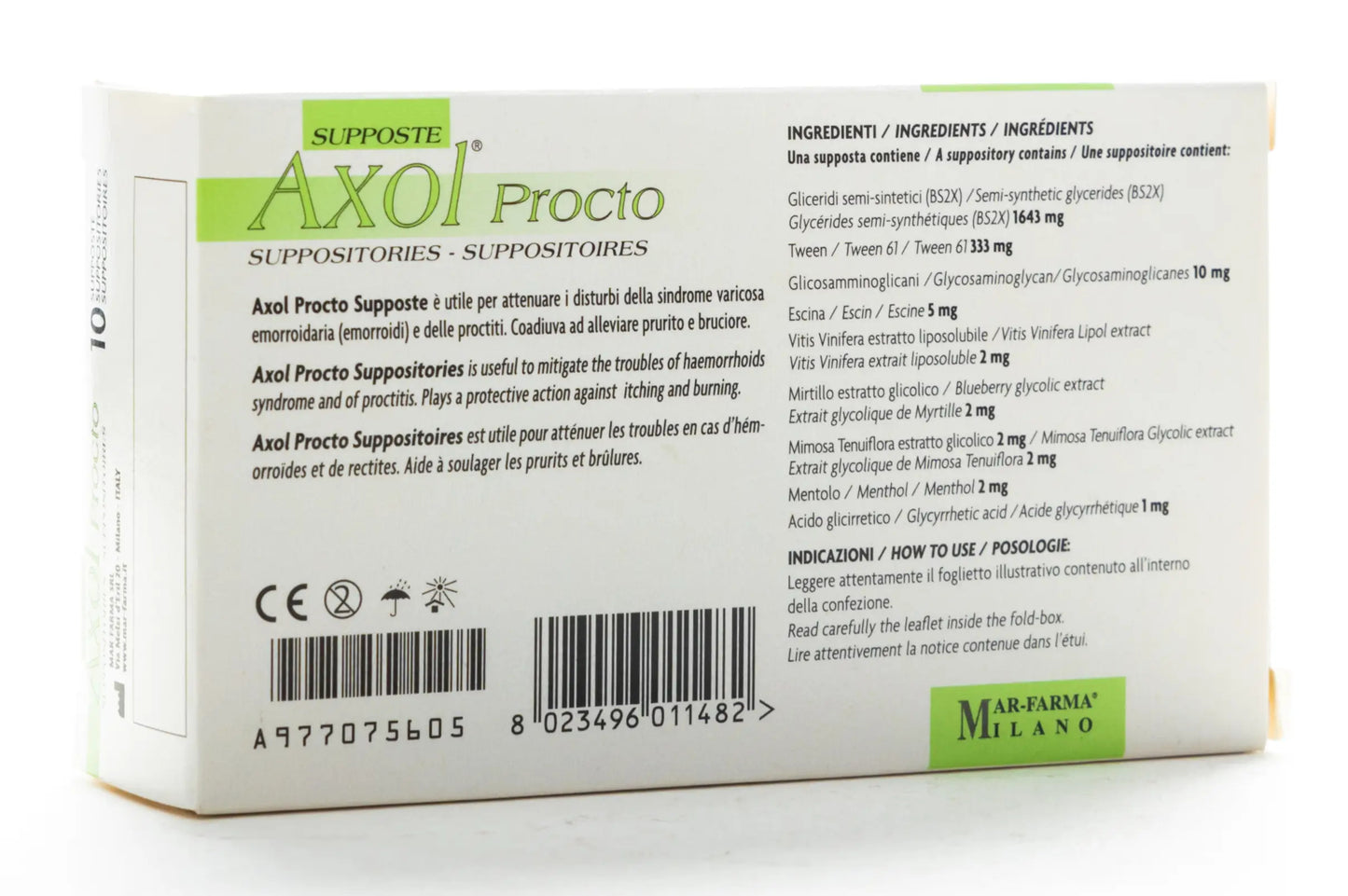 Axol Procto 10 Suppository