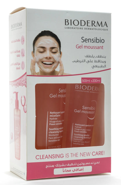 Bioderma Sensibio Cleansing Foaming Gel 500 Ml + 200 Ml Offer Pack