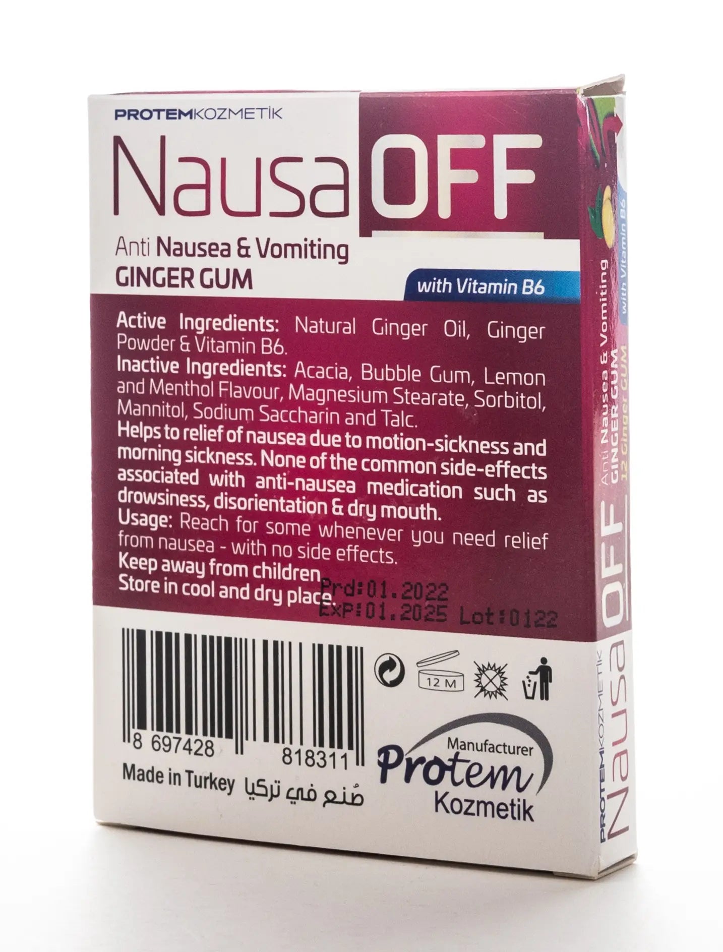 Nausa Off Ginger Gum 12 Gums