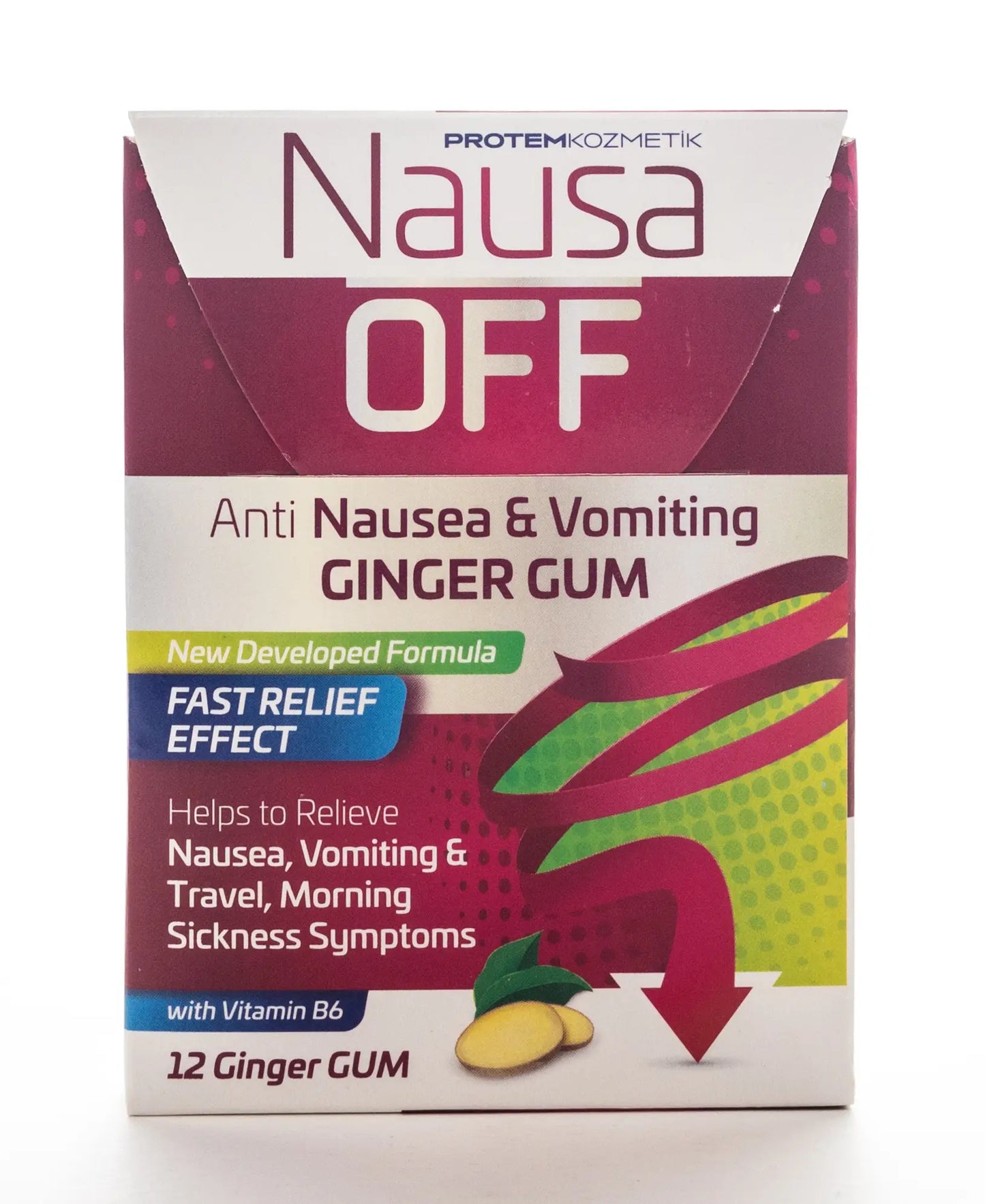 Nausa Off Ginger Gum 12 Gums