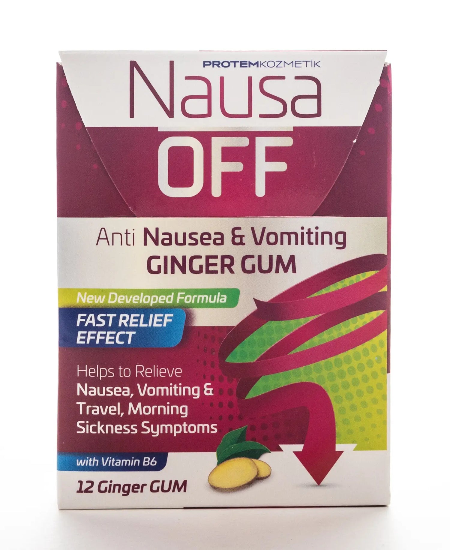 Nausa Off Ginger Gum 12 Gums