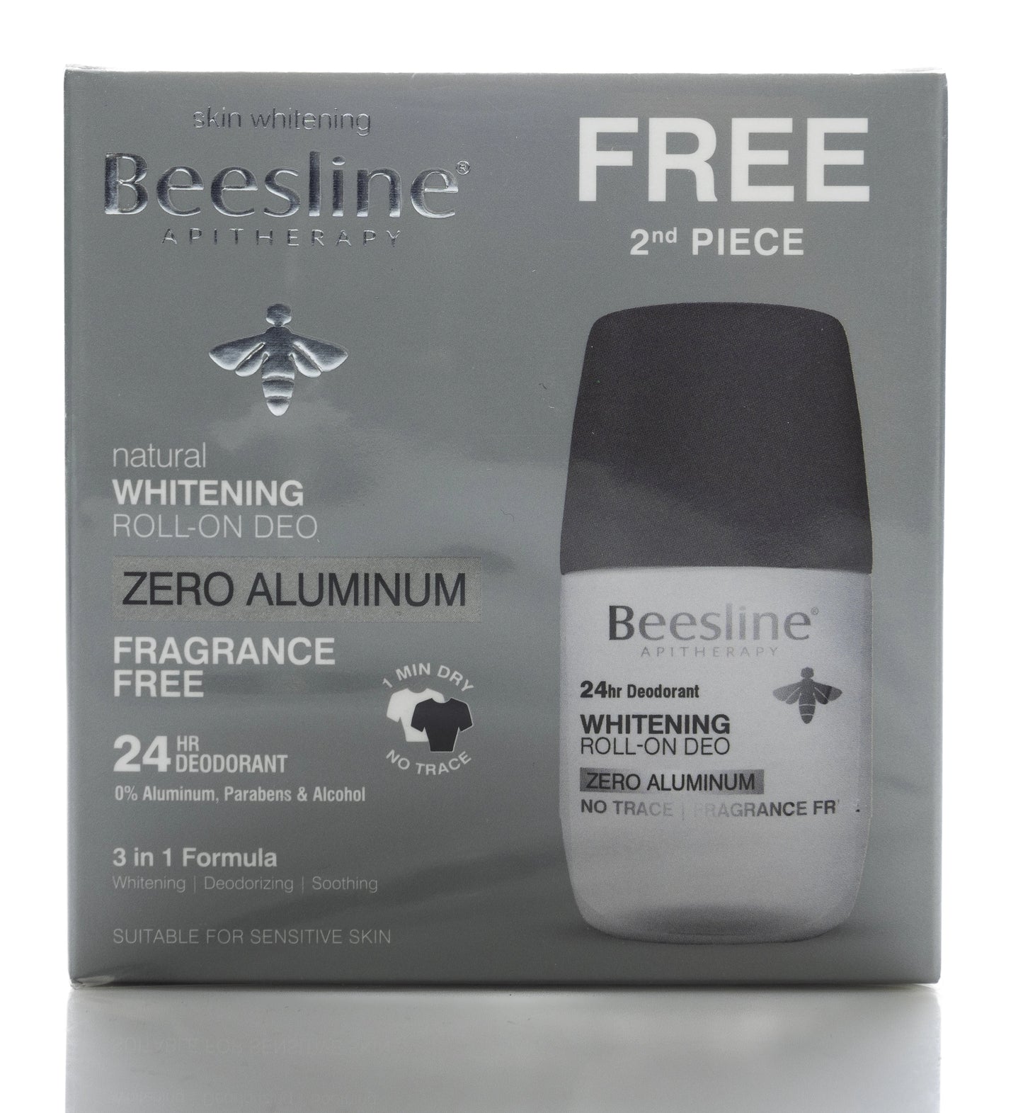 Beesline 24 Hours Deodrant Whitening Roll On Deo Zero Aluminum 50 Ml [Fragrance Free] 1+1 Offer Pack