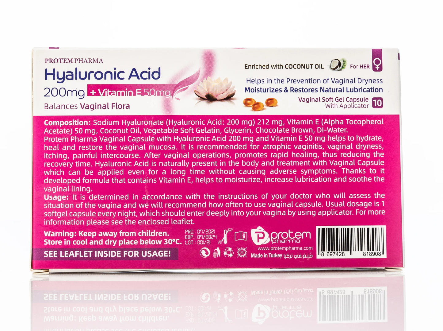 Protem Pharma Hyaluronic Acid 200 mg+Vitamin E 10 Vaginal Capsules