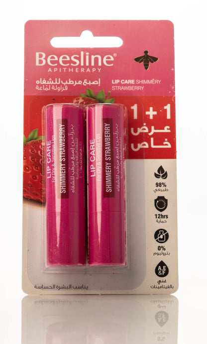 Beesline Lip Care Shimmery Strawberry 4 Gm 1+1 Offer Pack
