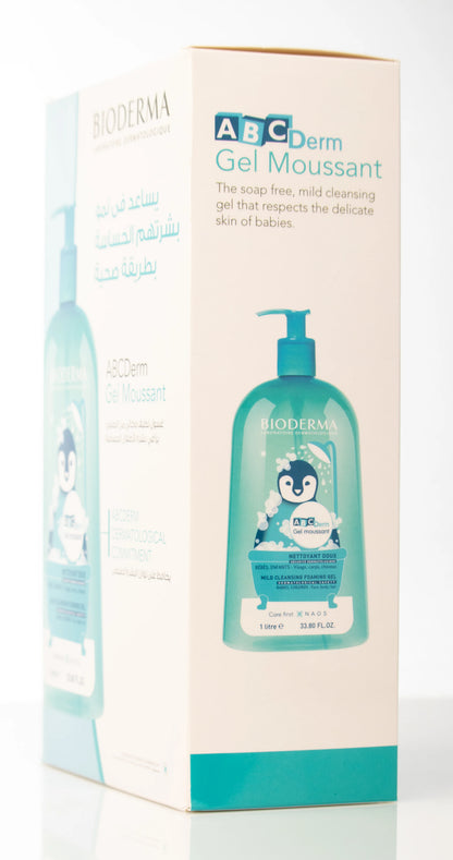Bioderma ABCDerm Moussant Mild Foaming Cleanser 1 Liter+200 Ml Offer Pack