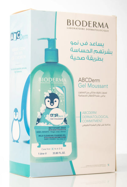 Bioderma ABCDerm Moussant Mild Foaming Cleanser 1 Liter+200 Ml Offer Pack