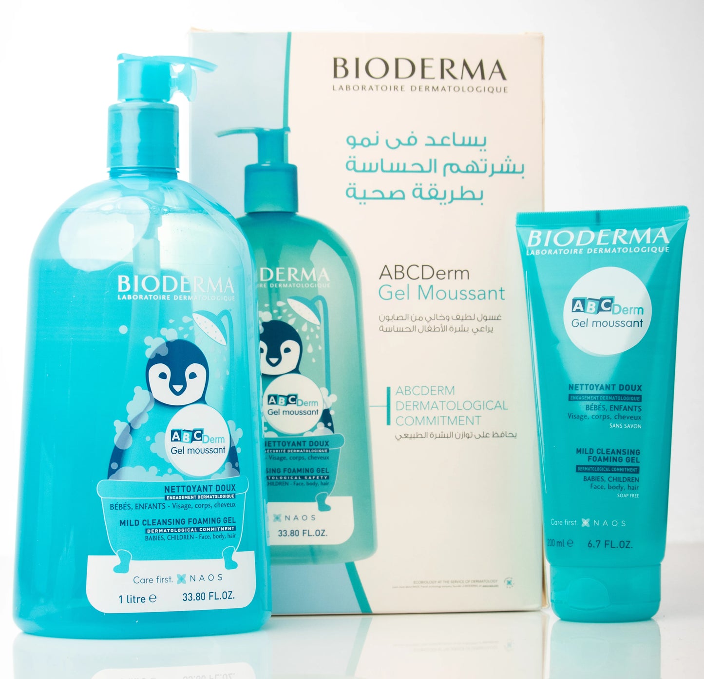 Bioderma ABCDerm Moussant Mild Foaming Cleanser 1 Liter+200 Ml Offer Pack