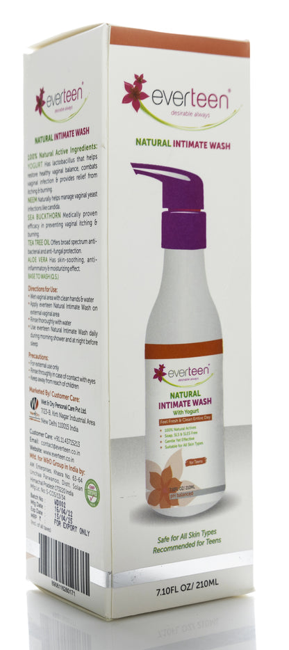 Everteen Natural Intimate Wash with Yogurt pH Balanced 210 Ml