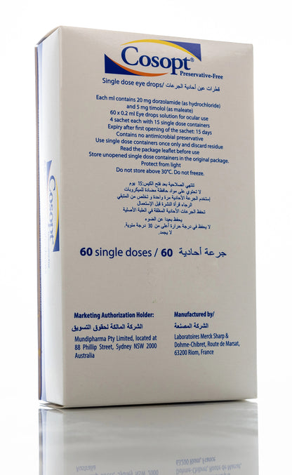 Cosopt Preservative Free Eye Drops Sd 60X0.2Ml