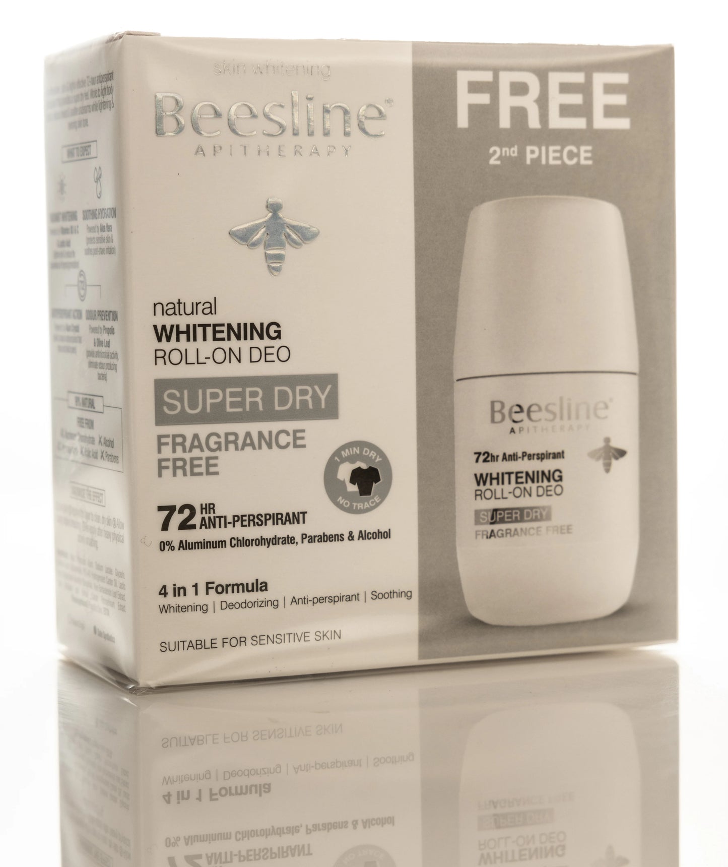 Beesline 72 Hours Whitening Roll On Deo Super Dry Fragrance Free 50 Ml 1+1Offer Pack