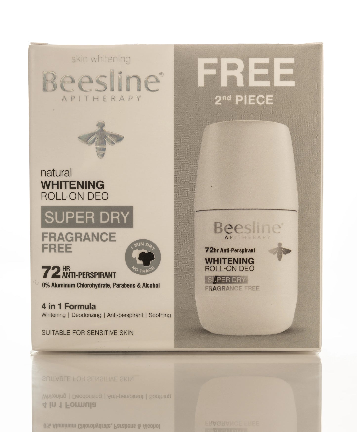 Beesline 72 Hours Whitening Roll On Deo Super Dry Fragrance Free 50 Ml 1+1Offer Pack