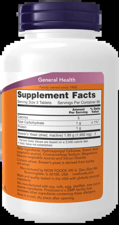 Now Brewers Yeast 650mg 200 Tablets