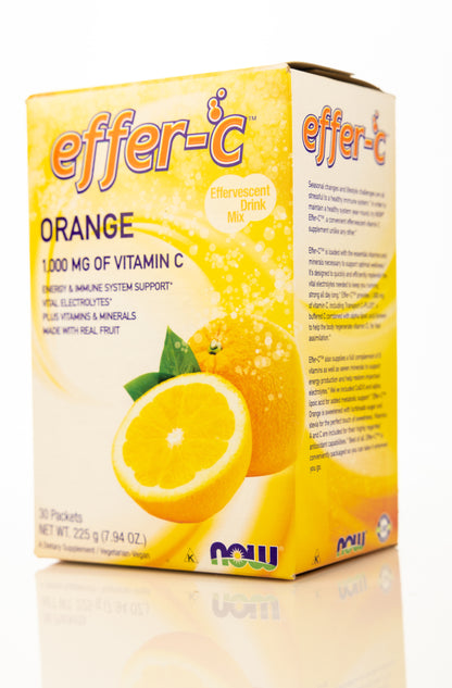 Now Effer-C Orange 1000mg of Vitamin C 30 Sachets