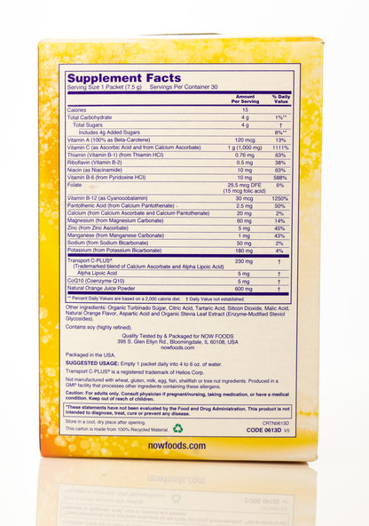 Now Effer-C Orange 1000mg of Vitamin C 30 Sachets