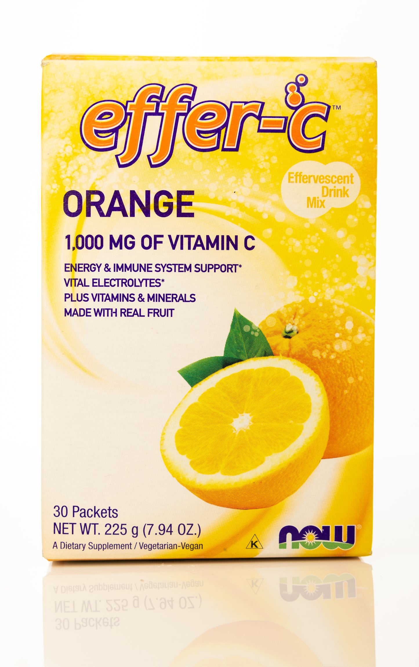 Now Effer-C Orange 1000mg of Vitamin C 30 Sachets