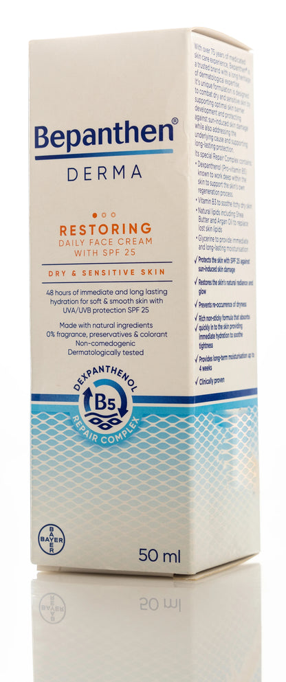 Bepanthen Derma Restoring SPF 25 Daily Face Cream Dry & Senstive Skin 50 Ml