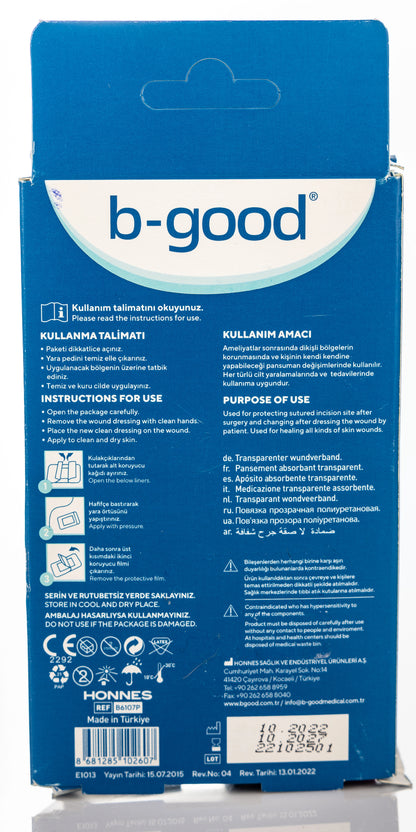B-Good Transparent Pu Wound Dressing 5X7.5Cm 10 Pieces
