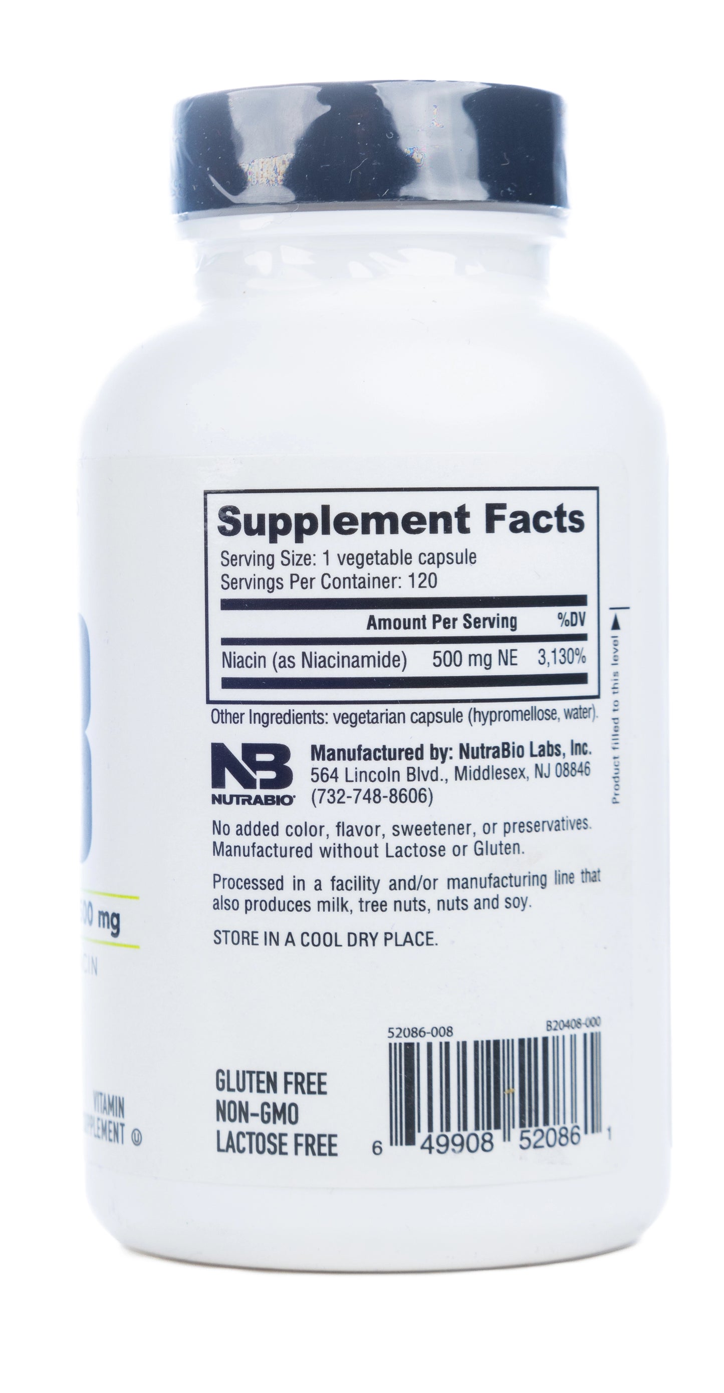 Nutrabio Niacinamide B-3 500mg  120Capsules