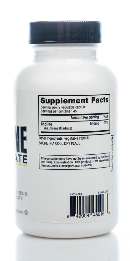 Nutrabio Choline Bitartrate 90 Capsules