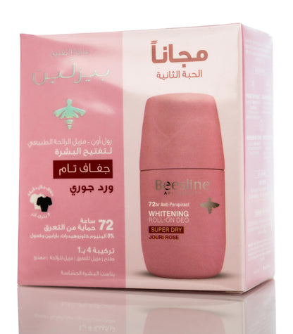 Beesline 72 Hours Whitening Roll On Deo Super Dry Jouri Rose 50 Ml 1+1 Offer Pack