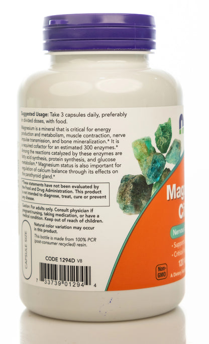 Now Magnesium Citrate 120 Veg Capsules