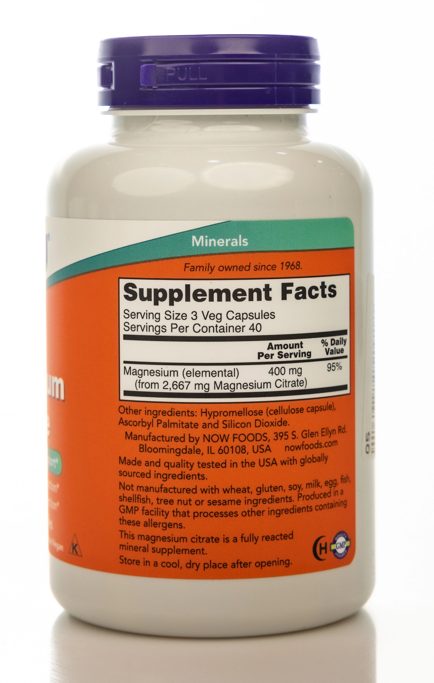 Now Magnesium Citrate 120 Veg Capsules